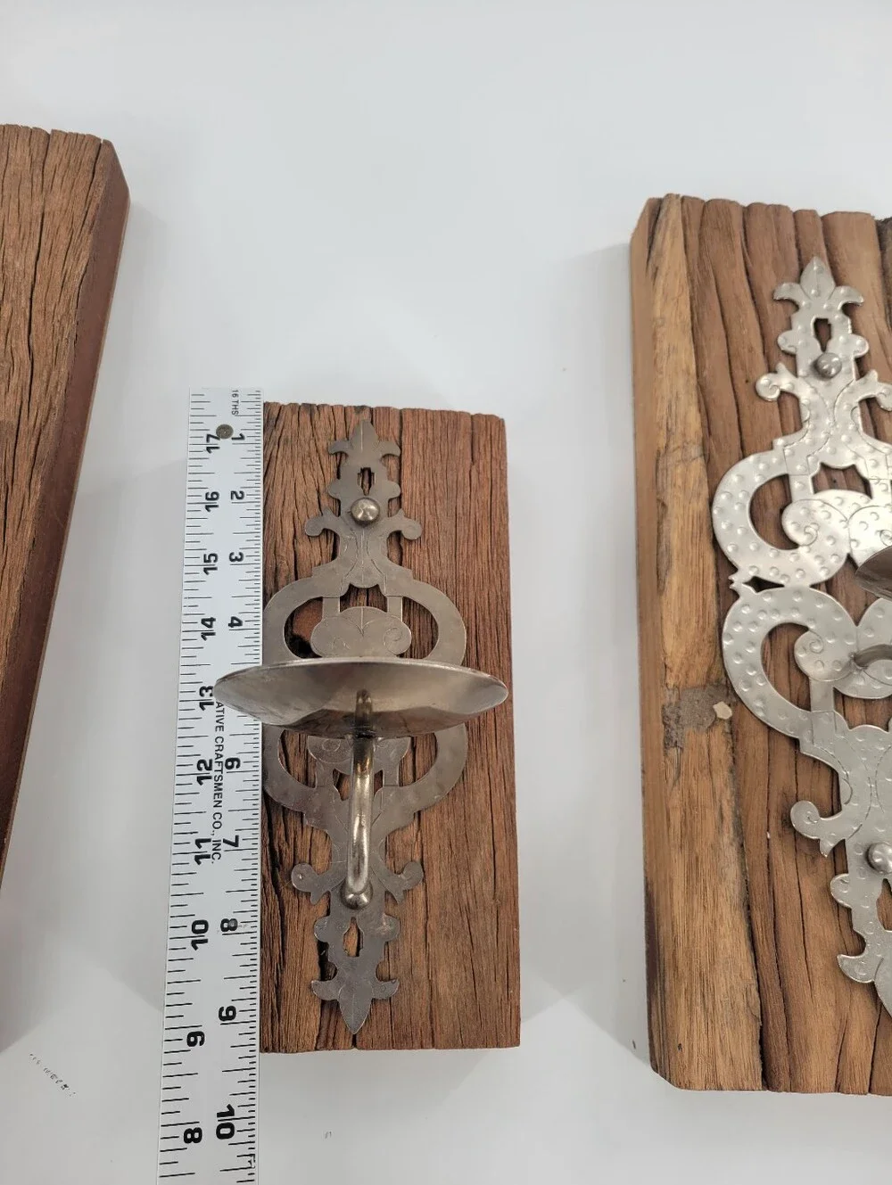 World Market Brown Wood and Silver Metal Wall Candle Sconce
